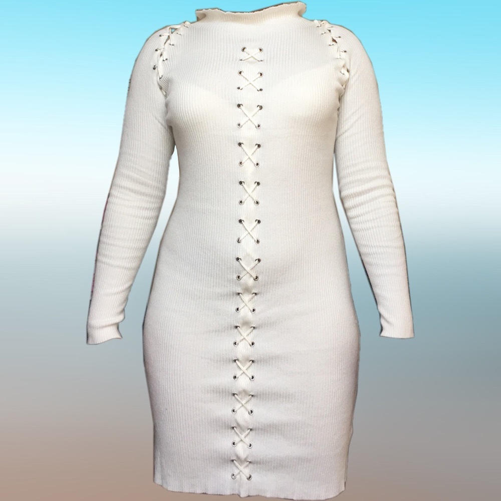 Fashion Nova White Long Sleeve Dress